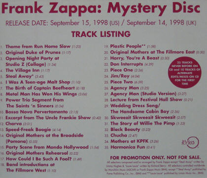 Mystery Disc listings
