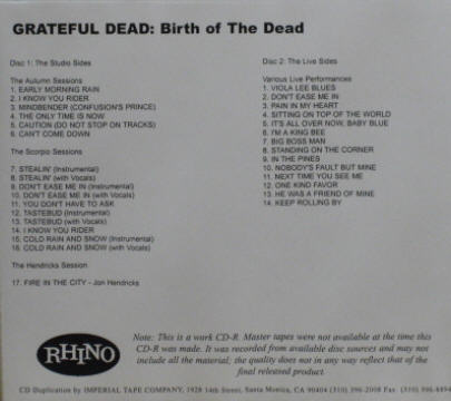 Birth Of The Dead listings