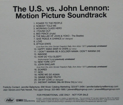 The Us Vs John Lennon soun listings
