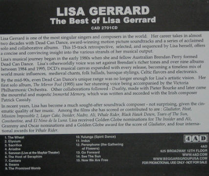 The Best Of Lisa Gerrard listings